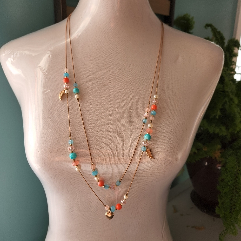 Double layer charm necklace